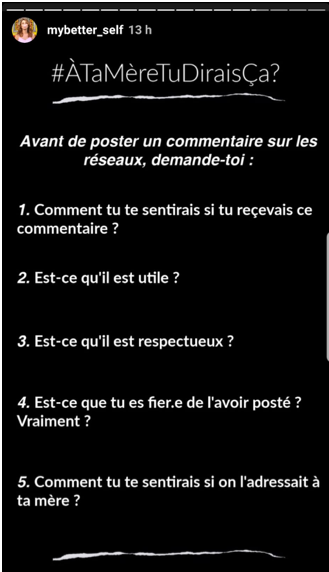 Réactions à un commentaire haineux sur un réseau social