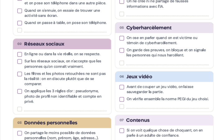 Charte familiale (13 ans et plus)